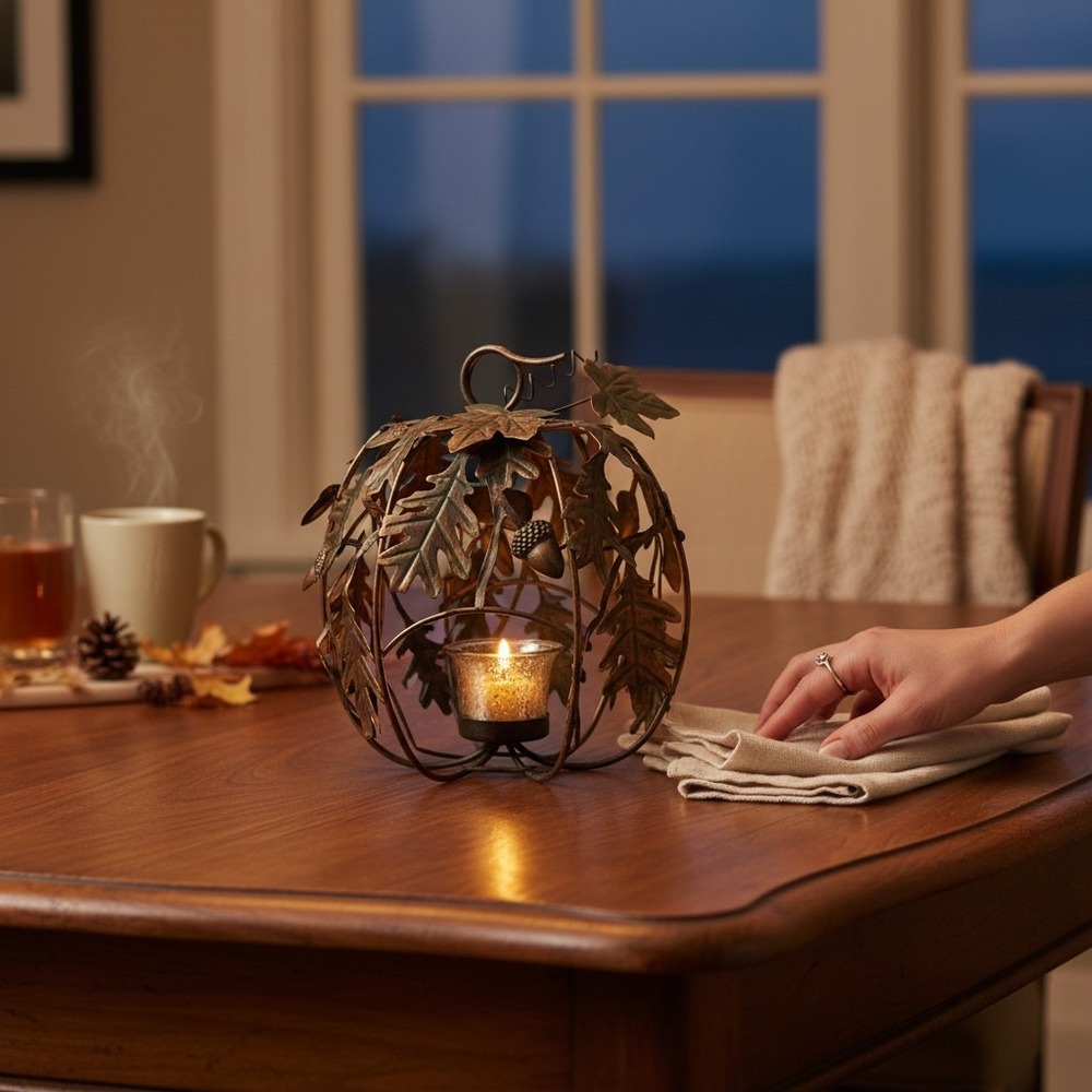 Ashland Pumpkin Candle Holder Unisex OS Copper NEW Oak Leaf Acorn Fall Decor